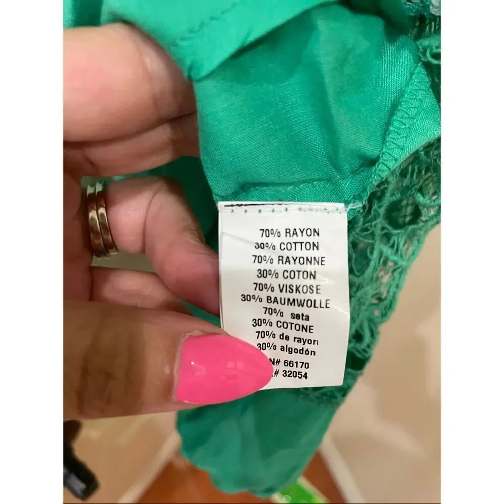 Anthropologie Bl^nk London green lace and embroidered blouse size XS